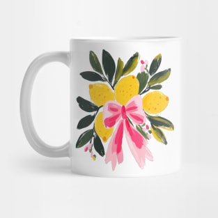 Lemon Branches Tied with Pink Bow Mug